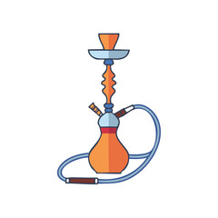 Traditional orange and blue hookah shisha water pipe vector icon illustration