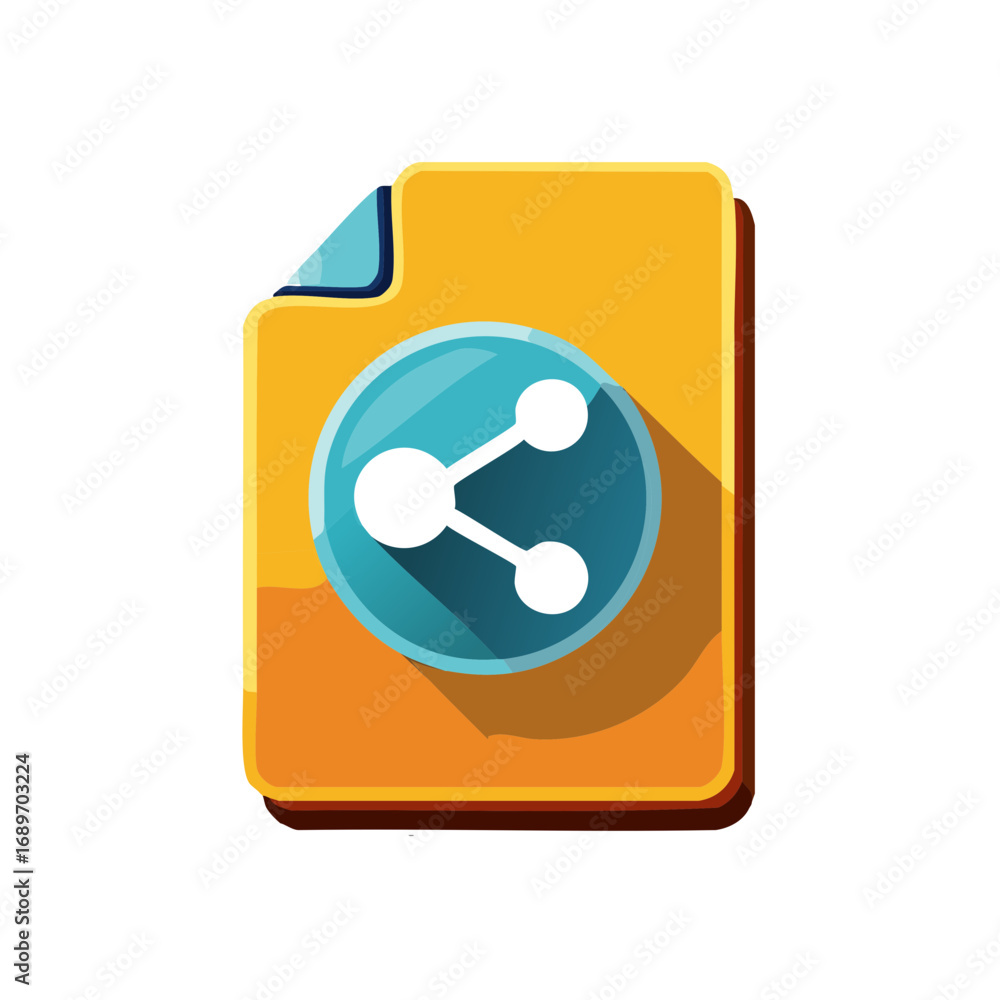 Poster yellow file with share icon for data transmission and networking connectivity