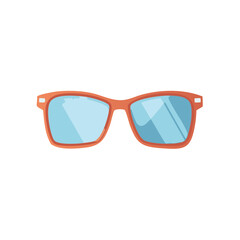 Fototapeta premium Stylish Orange Framed Sunglasses Blue Tinted Lenses Summer Eye Protection