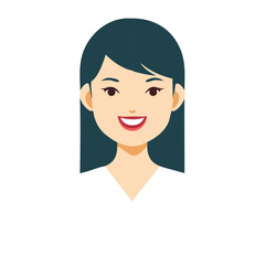 Illustration of Smiling Woman Face with Dark Hair and Light Skin Tone for Profile or Avatar