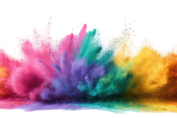 Explosive burst of vibrant colored powder
