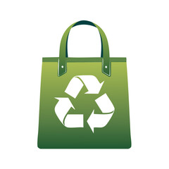 Eco Friendly Green Shopping Bag with Recycle Symbol Sustainable Design Concept