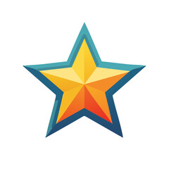 Obraz premium Bold Five Point Star with Radiant Yellow and Orange Gradient Accents on a Blue Border