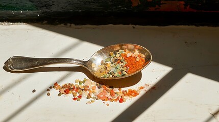 Silver Spoon Colorful Spice Mix and Scattered Rock Salt metal spices