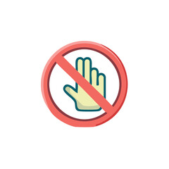 Touch Forbidden Symbol Warning Prevention Hands Gesture Restriction Prohibition Sign No Touch Icon Graphic Illustration Style