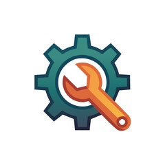 Wrench and Gear Icon for Settings Repair and Maintenance Technical Support