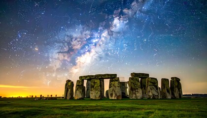 Majestic Stonehenge under a spectacular night sky