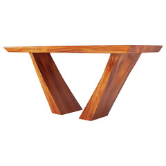 Modern Wood Console Table: The image showcases an elegant modern console table with a unique design, and rich wood tones, a symbol of modern furniture with a touch of warmth.
