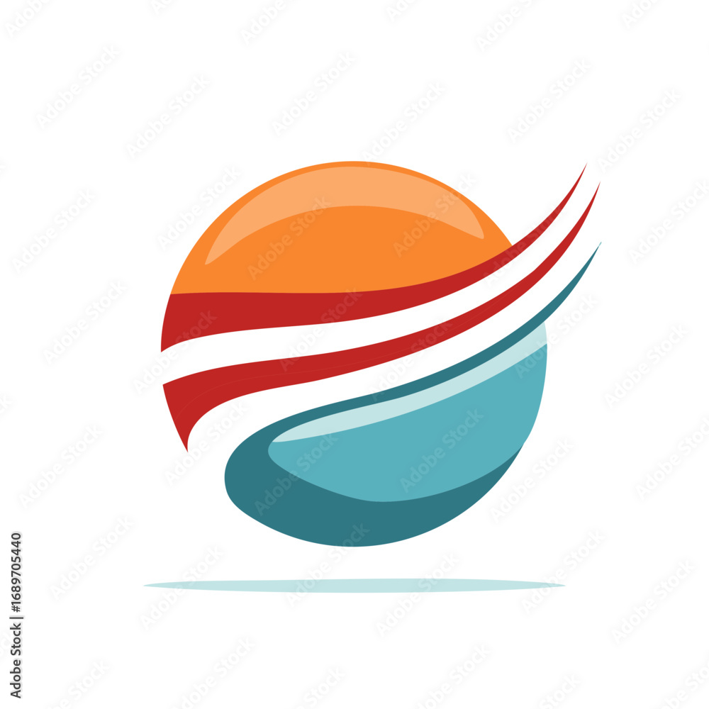 Poster abstract sphere with swooshing stripes and gradient colors
