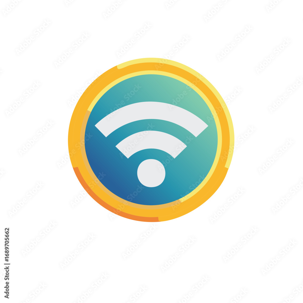 Poster gradient design of a wireless internet symbol in a circular frame