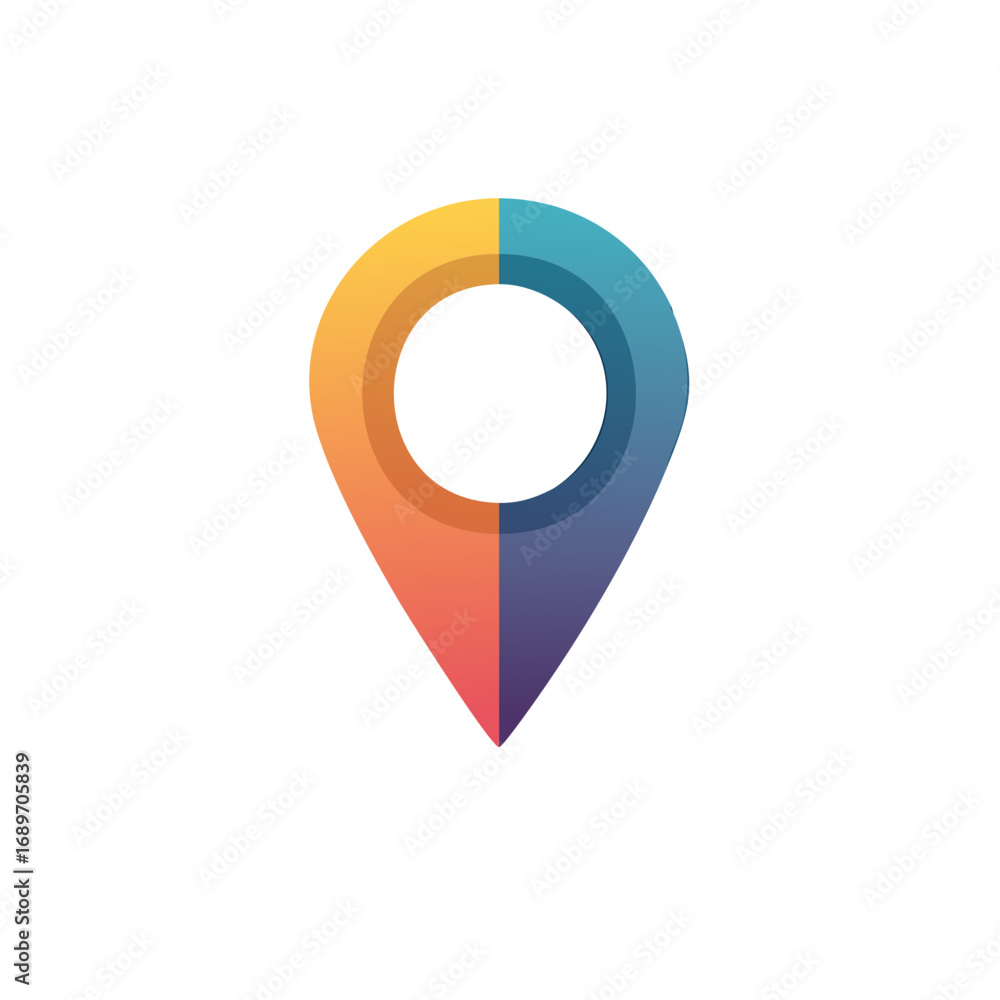Poster gradient color location pin icon, map marker, navigation symbol, gps pointer isolated.