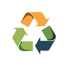 Ecological Arrows, Recycle Logo Symbol, Green Orange Blue Diagram