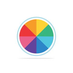 Vibrant segmented color wheel design for data visualization or game concepts