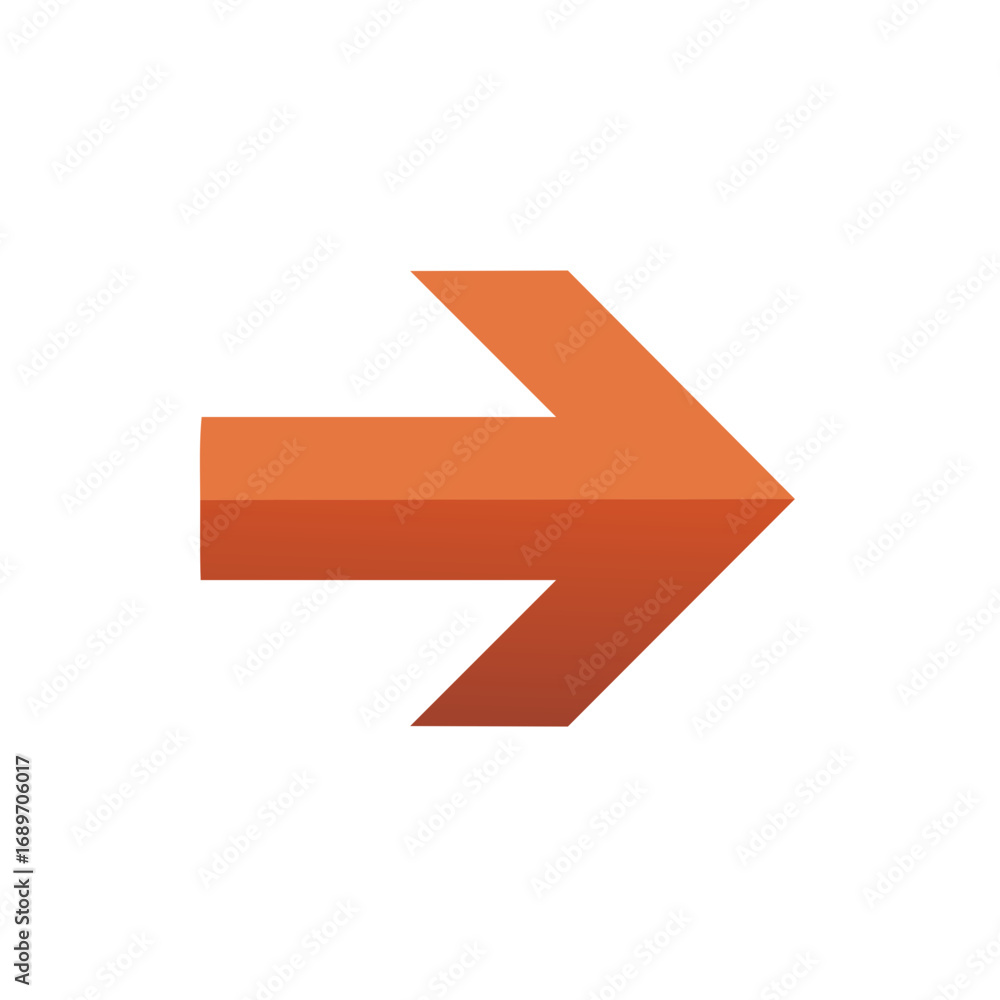 Poster orange arrow icon pointing right symbolizing direction next step and progress