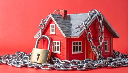Red house model chained and locked