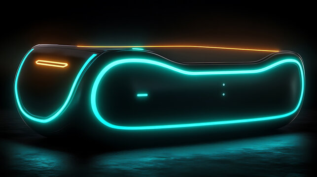 Futuristic Neon-Lit Pod with Curved Design - Powered by Adobe