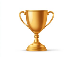 Golden trophy on white background symbolizing achievement, victory, and success in sports and competitions