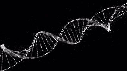 Seamless looping 3D animation of a rotating DNA double helix in clean white with alpha transparency. Perfect for overlaying on any background in medical, science, and technology projects. - Powered by Adobe