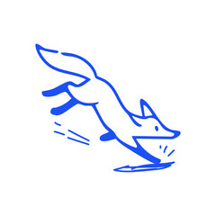 Blue container with dark outline, light fluffy top