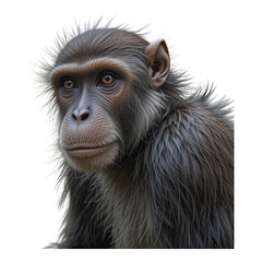 Obraz premium Realistic monkey face closeup portrait detailed primate animal illustration isolated on transparent background