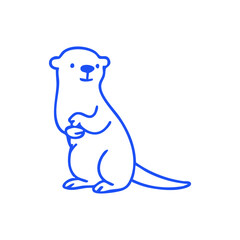 Simple blue outline drawing of a cute otter