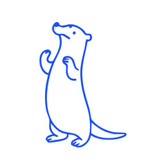 Blue outline drawing of a stylized otter