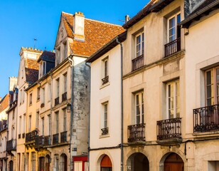 Naklejka premium European townhouses under a clear sky (1)