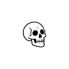 Simple black line drawing of a skull