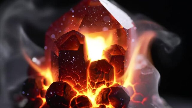 Crystal heated by fire