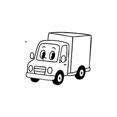 Cartoon van with large eyes