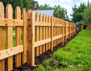 Wooden picket fence