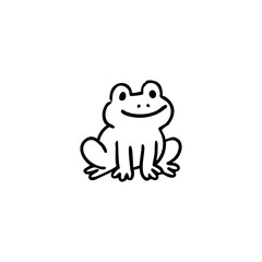 Simple black line drawing of a cartoon frog