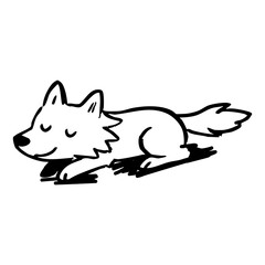 Simple black and white illustration of a cartoon wolf