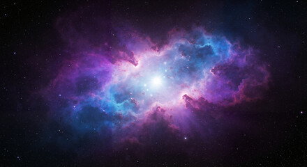 Cosmic nebula with vibrant purple and blue colors in space  