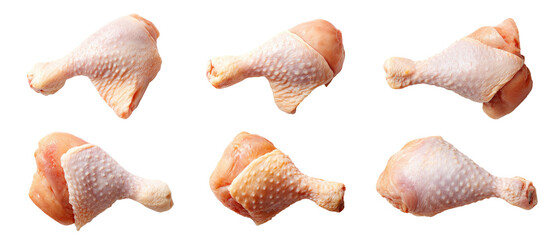 Raw chicken drumsticks arranged in a grid pattern against a black background