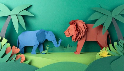 Origami jungle animals