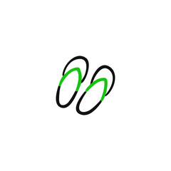 Pair of simple, outlined flip-flops in black and lime green