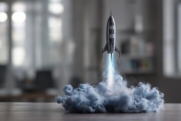 Rocket Model Launches from Startup Table