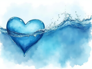 Heart shaped water splash symbolizes love and emotion