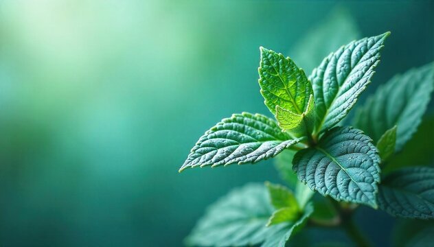 Fototapeta Close-up of shimmering silver leaves with a refreshing peppermint green hue, reflecting light with a cool, minty tone  Perfect for holiday, spa, or winter themes ,  glossy,  texture,  cold