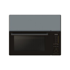 Fototapeta premium Black Microwave Top Front View 3D Render Illustration