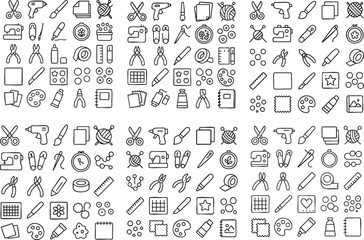 Seamless pattern of handdrawn arts and crafts supplies icons. © SUPRI