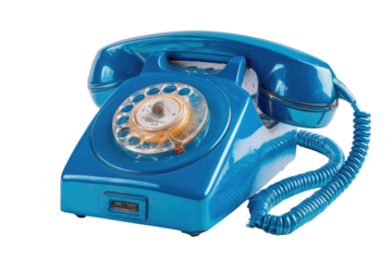 Vibrant blue vintage rotary telephone