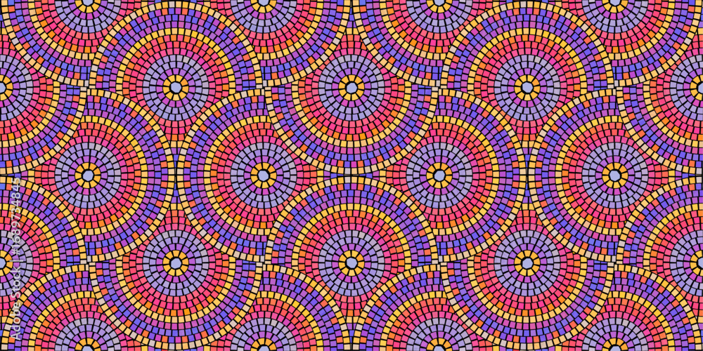 Poster seamless pattern with mosaic tiles, editable template. ancient mosaic ceramic tile pattern. vector i