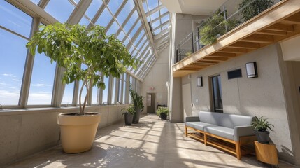 Vibrant greenery fills a spacious greenhouse, illustrating the role of plants in achieving net-zero emissions goals - purification environment vibrant nature