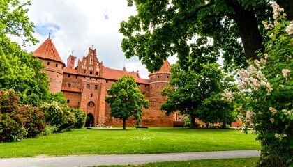 Obraz premium Medieval castle amidst lush greenery