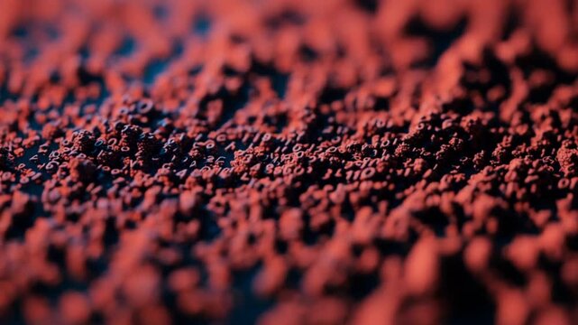 Field with changing numbers. Animation. Computer field with generated numbers and pulsating waves. Ripple on field with cells of changing colorful numbers and letters