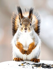 Fototapeta premium Squirrel eating seeds