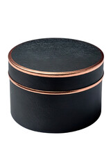 Luxury black round gift box with metallic trim