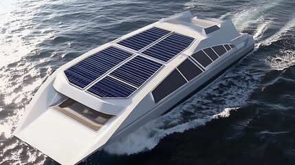 Solar-Powered Yacht Navigating the Ocean